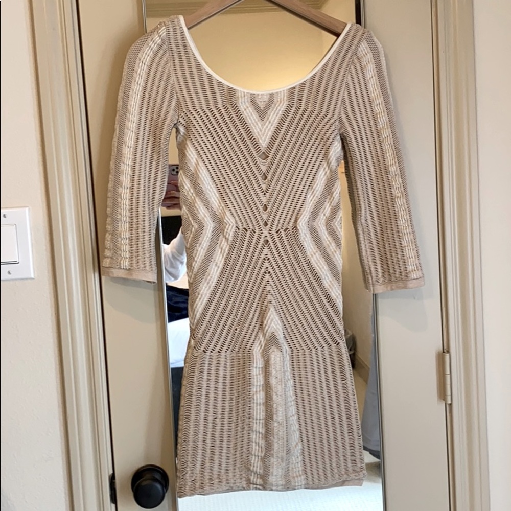 BEBE Bodycon mini dress - Nude with gold threads